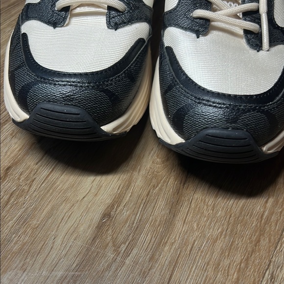 Coach Beige and Black Logo Sneakers size 7.5B - Picture 11 of 12